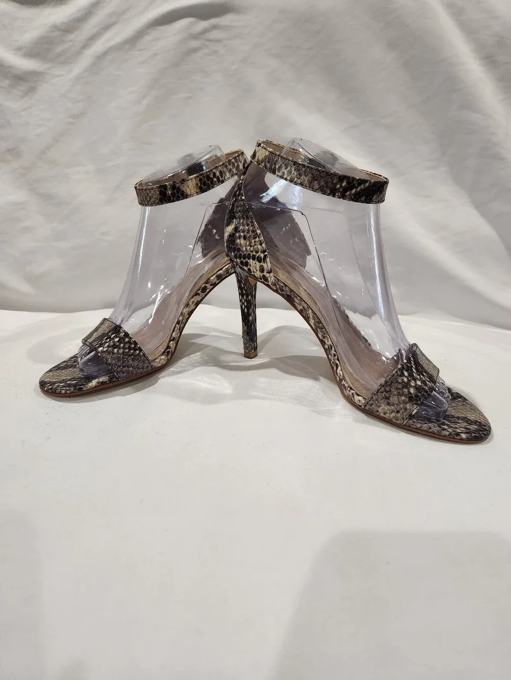 Marc Fisher Kora Strappy Snake-Print Ankle Strap Heels Size 7